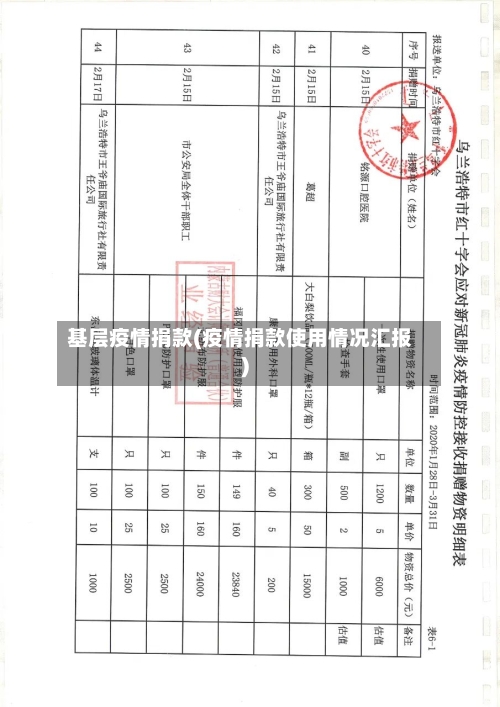 基层疫情捐款(疫情捐款使用情况汇报)