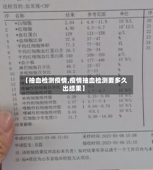 【抽血检测疫情,疫情抽血检测要多久出结果】